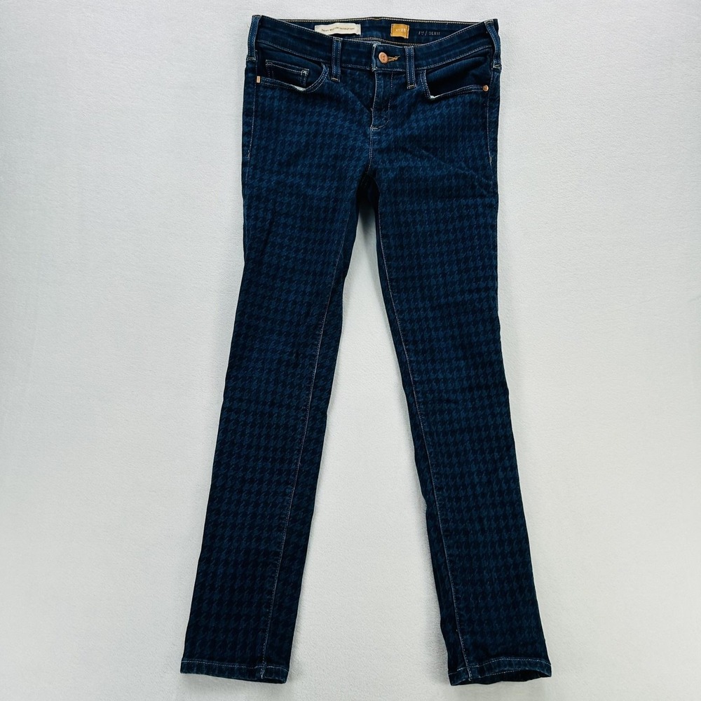 Pilcro And The Letterpress Serif Jeans Womens 28 Blue Skinny Check Denim Stretch
